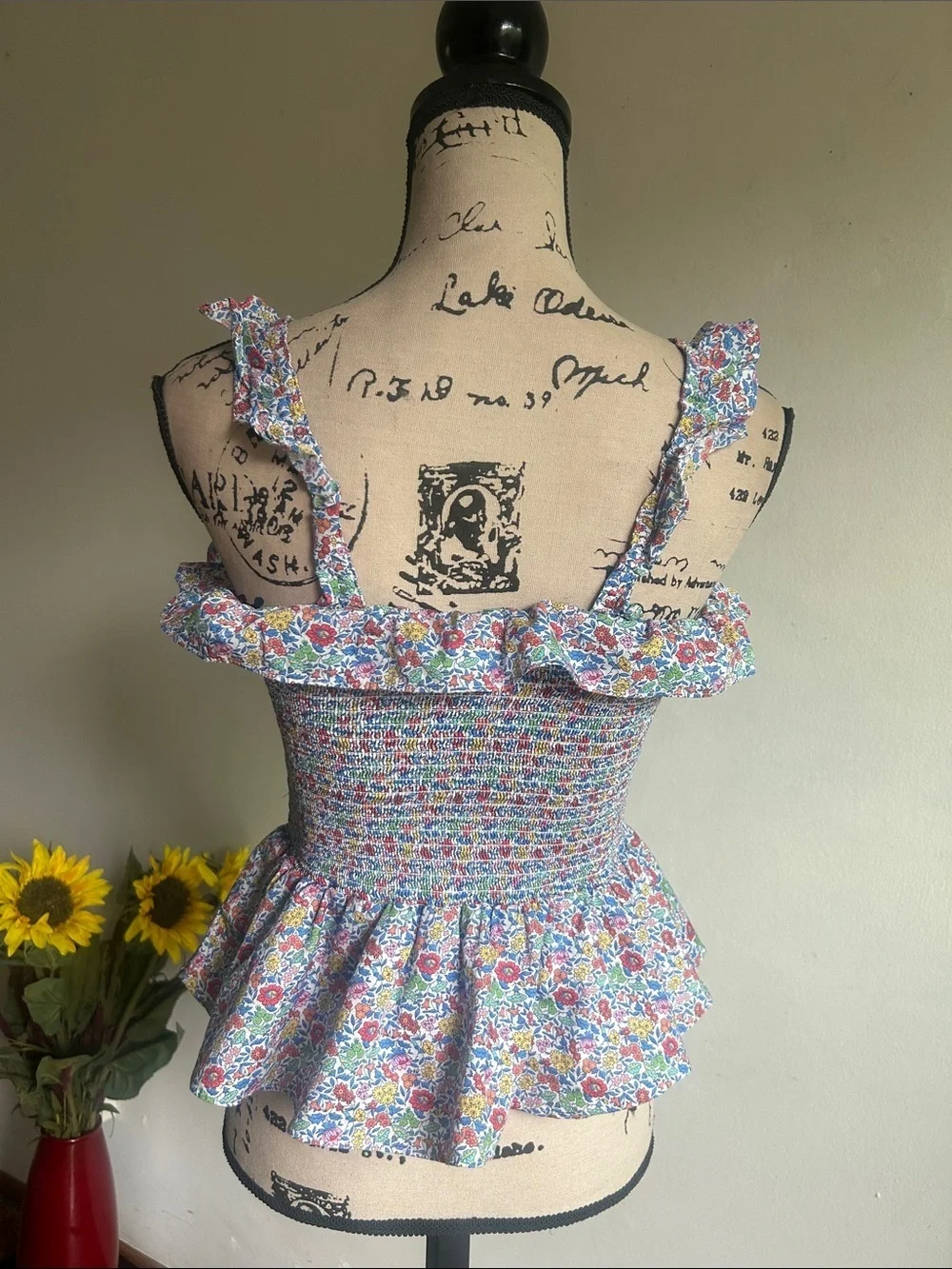 J. Crew Richmond Smocked Floral Peplum Ruffled Top Size XS